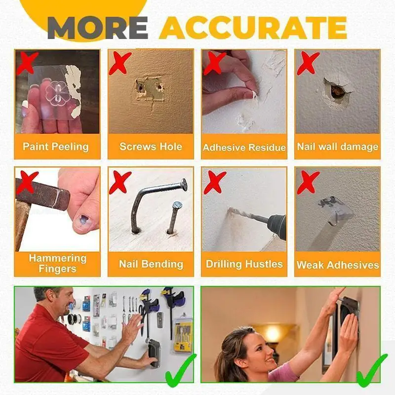 Photo Frame Stapler One Step Safe Hanging Tool Seamless Wall Nails Kit Nail Gun Labor-saving Manual Tools | Инструменты