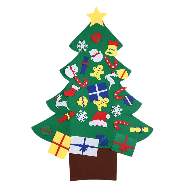 

DIY Crafts Toys Felt Christmas Tree Snowman Ornaments Fake Christmas Tree Kids Toy Christmas Party Decoration New Year