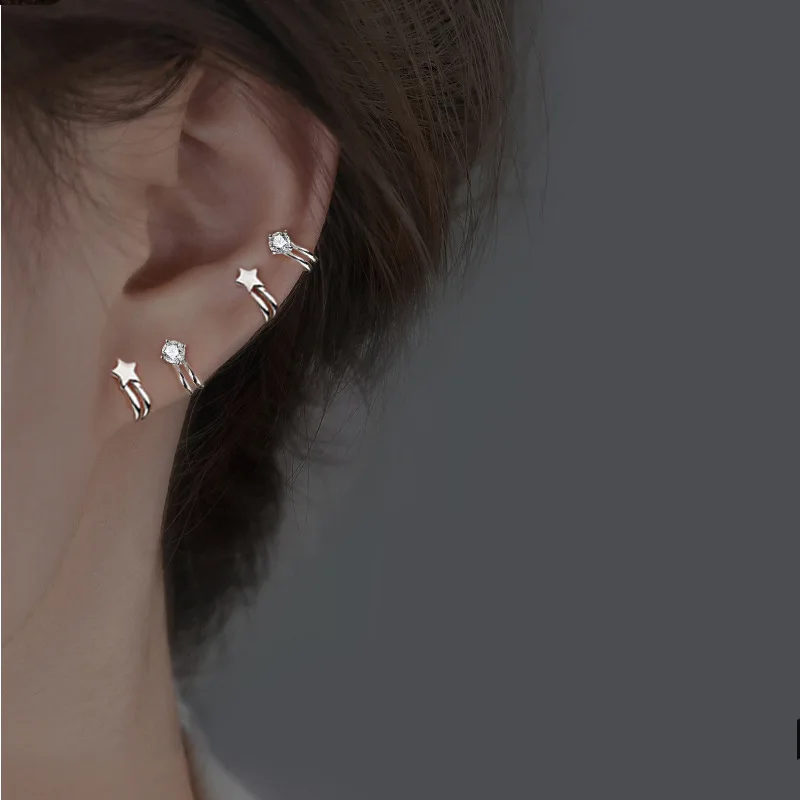 

Серьги-клипсы для девочек и подростков, клипсы без проколов, с кристаллами и звездочками