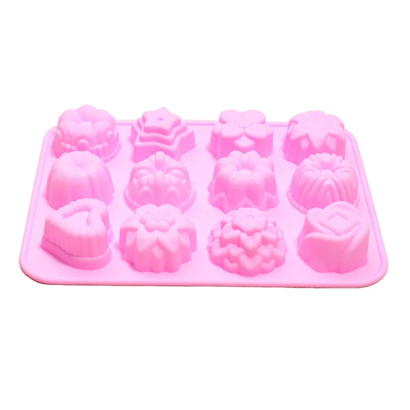 

12 Silicone Mold Mould DIY Cake Chocolate Candy Mould Flowers And Plants Biscuit