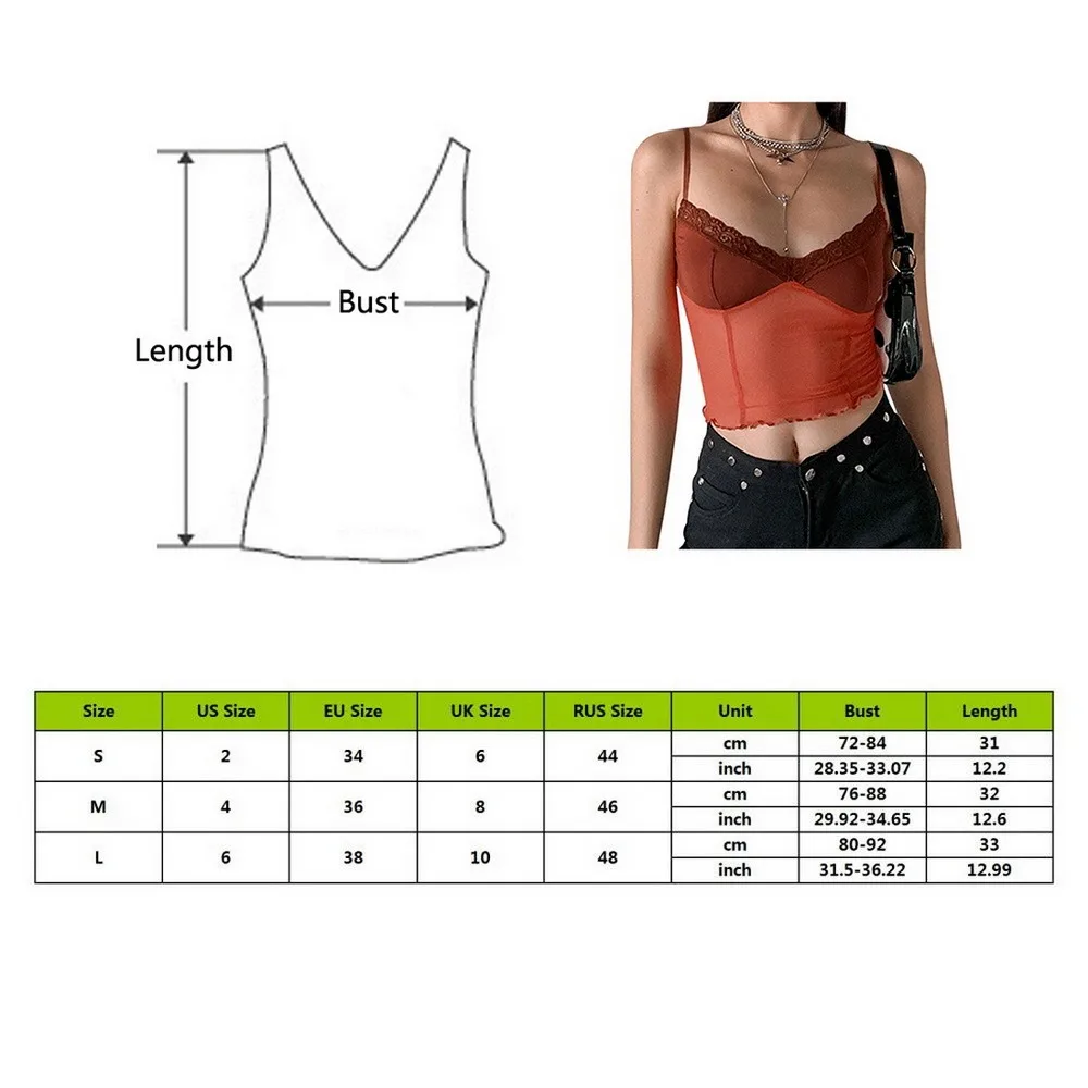 

Vintage Lace Y2k Tops Women Sexy See-Through V Neck Aesthetic Crop Tops Bodycon Sleeveless Club Soft Mesh Shirts Corset Top