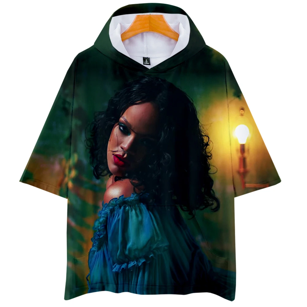 Rihanna Singer/модель актер Толстовки с капюшоном футболка короткими рукавами и