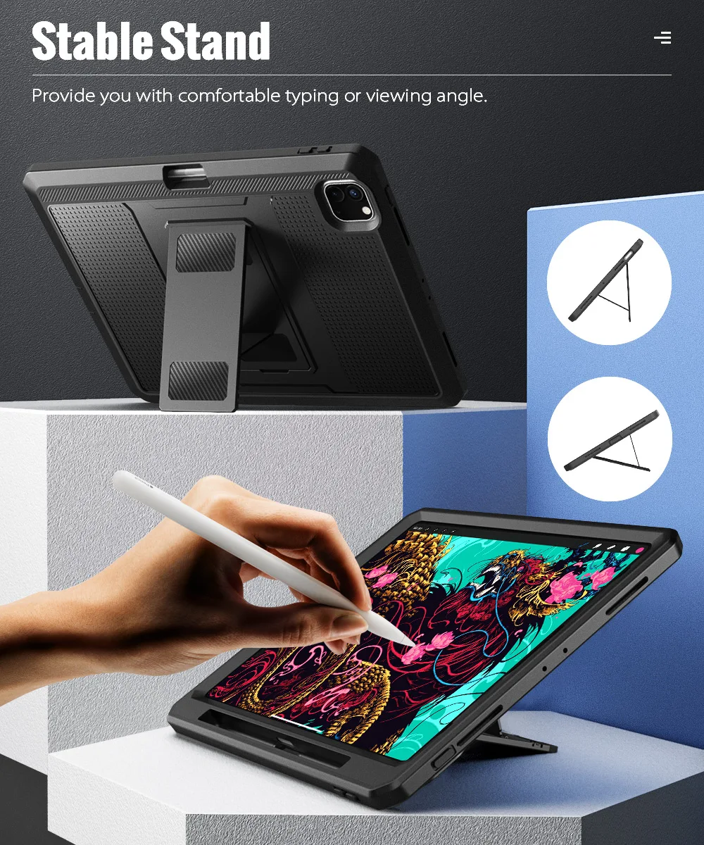 

Case For iPad Pro 11 Inch 3rd Generation Case 2021[Full-body][Drop-Proof] Protection Case with [Screen Protector][Apple Pencil]