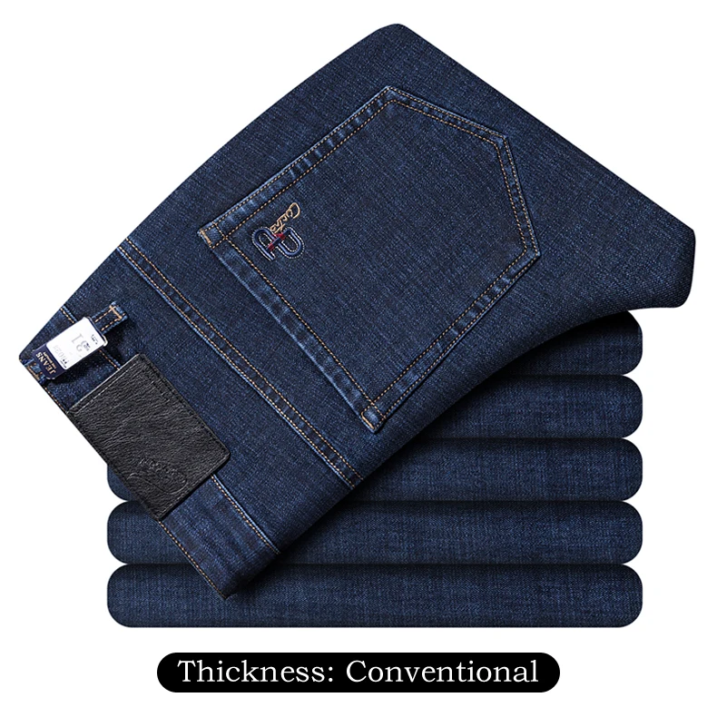 Thick Blue Новинка, мужские классические деловые джинсы, модные, повседневные, основной цвет, узкие, маленькие, прямые, мужские брюки, джинсовые штаны, брендовая одежда - Цвет: Thick Blue