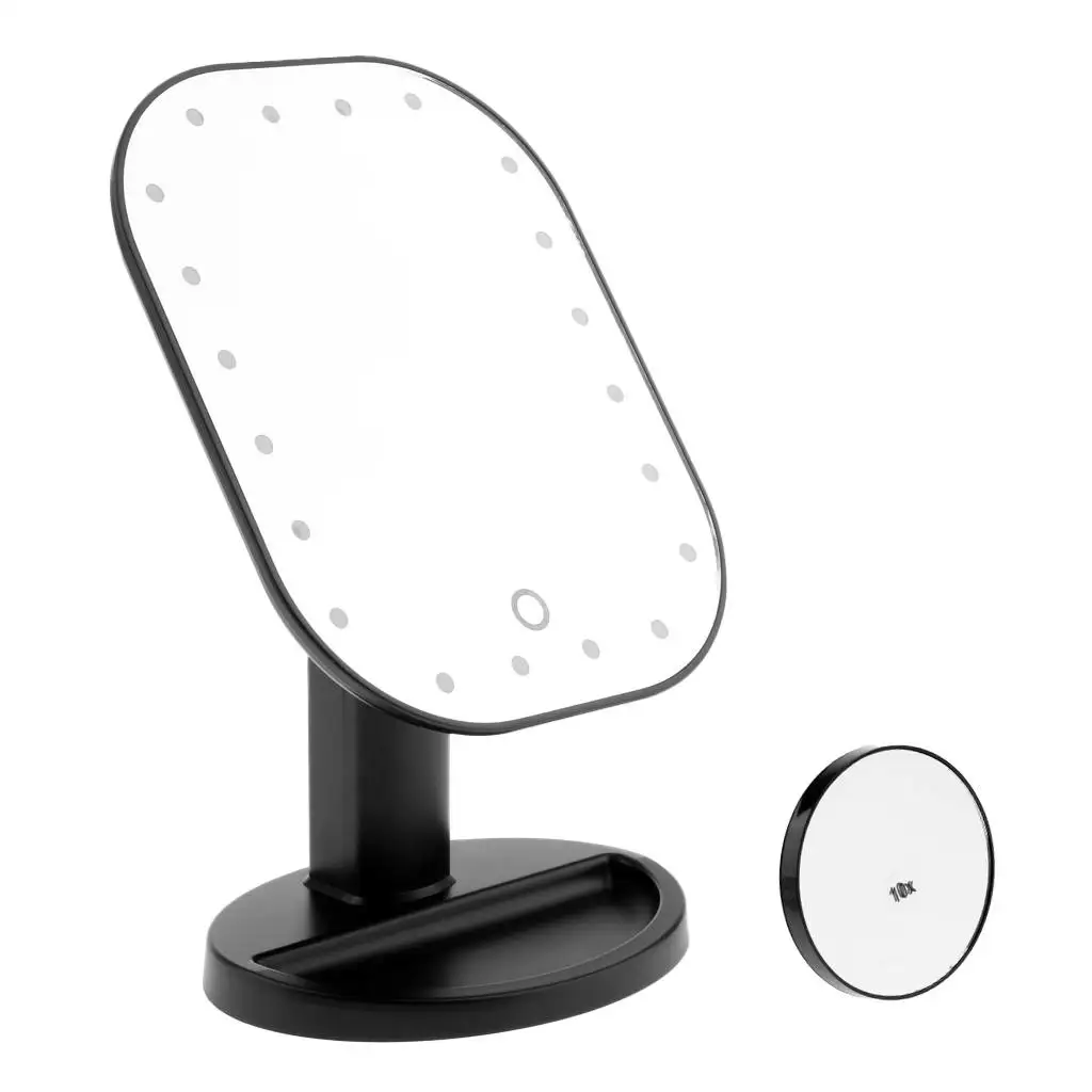 

Светодиодное косметическое зеркало с подсветильник кой для макияжа, бритья, увеличительное зеркало 1X 10X, черно-белое