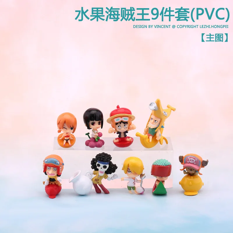 

Bandai Anime One Piece 9pcs Monkey D Luffy Roronoa Zoro Vinsmoke Sanji Nico Robin Nami Tony Tony Chopper Brook Franky Model Toy