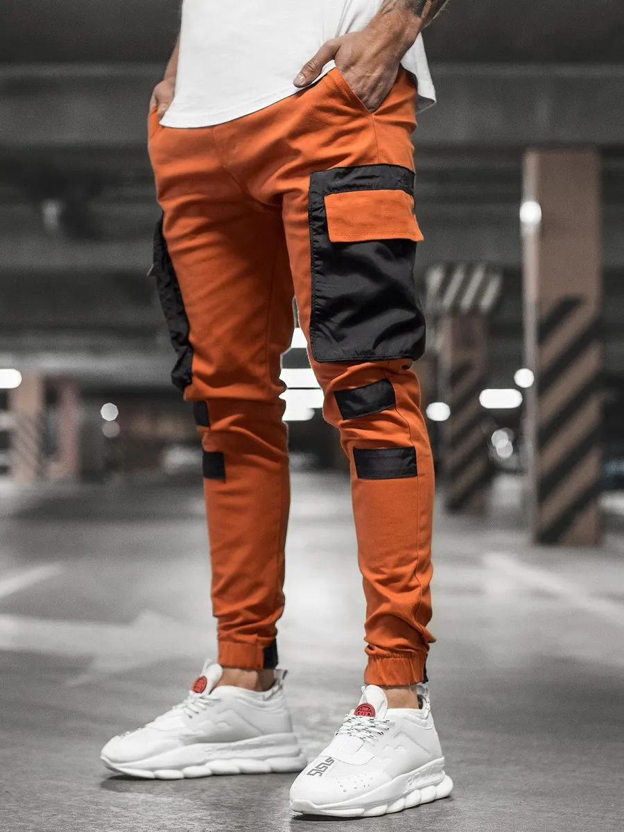 

2020 Autumn Men patchwork Joggers Pants Mens Pockets Ankel Cargo Pants Male Streetwear Overalls Sweatpants track harem pants men