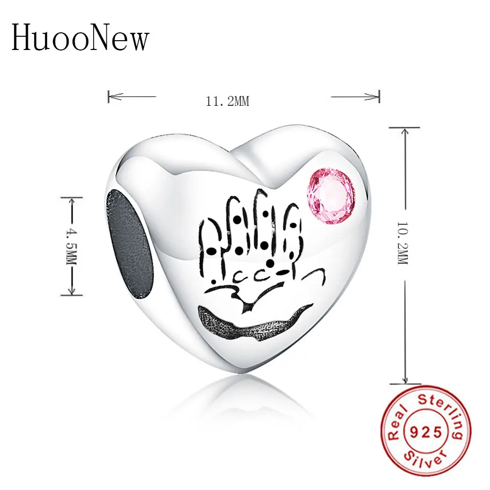 Оригинальные подвески для браслета HuooNew Pandora серебристые розовые циркониевые