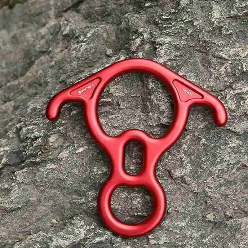 

50KN Rock Climbing Descender OX Horn 8 Descend Ring Downhill Eight Ring with Bent-Ear Rappelling Gear Belay Device