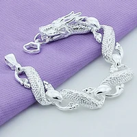 925 sterling silver bracelets white chinese dragon chain bracelets for men fashion jewelry pulseira male