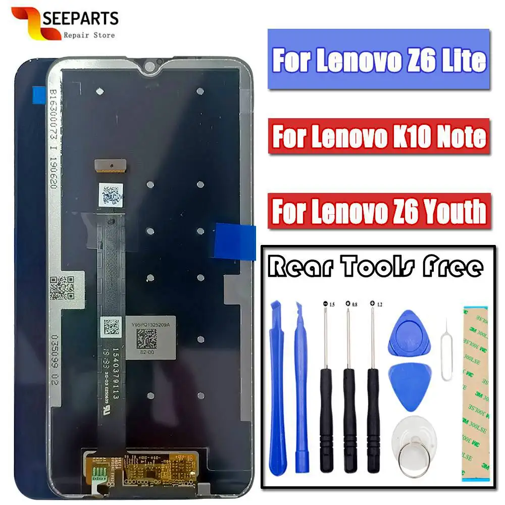 

100% Original New LCD Display Touch Panel Screen Digitizer Assembly Sensor + Frame For Lenovo Z6 Lite L38111 K10 Note Pantalla