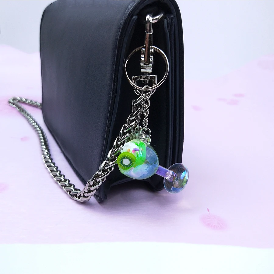 Акриловые милый брелок мороженое чай чайный сервиз для бутылок с подвеской сумки