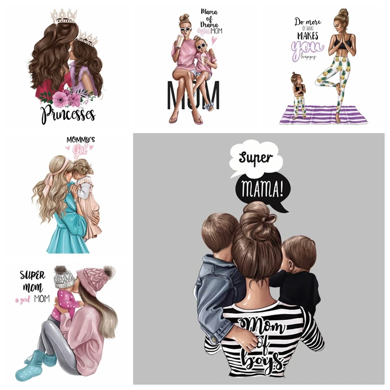 Железная переводная одежда для мамы и ребенка термопереводная Мода патчи дочки