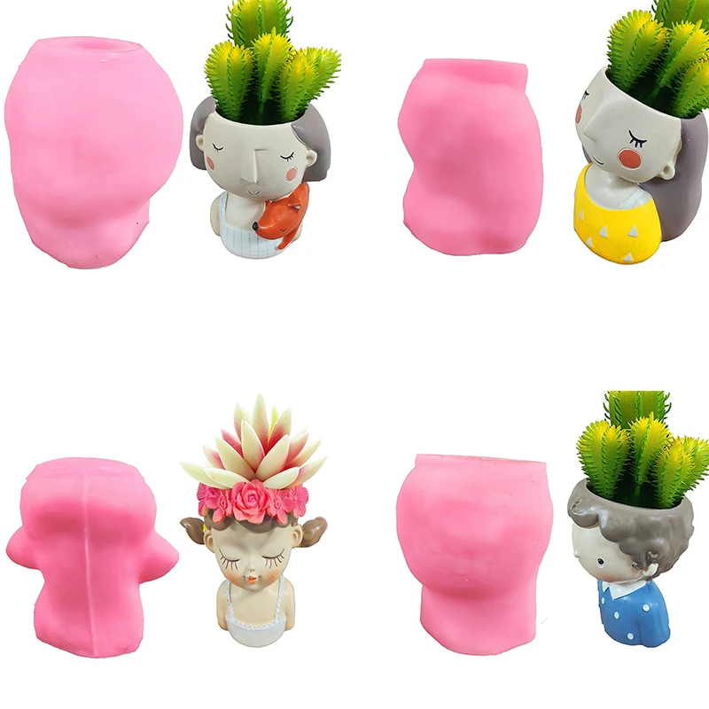 

DIY Silicone Mold Cute Girl Flower Pot Concrete Resin Plaster Candle Crystal Epoxy Mold Handmade Crafts Decoration Doll Mold