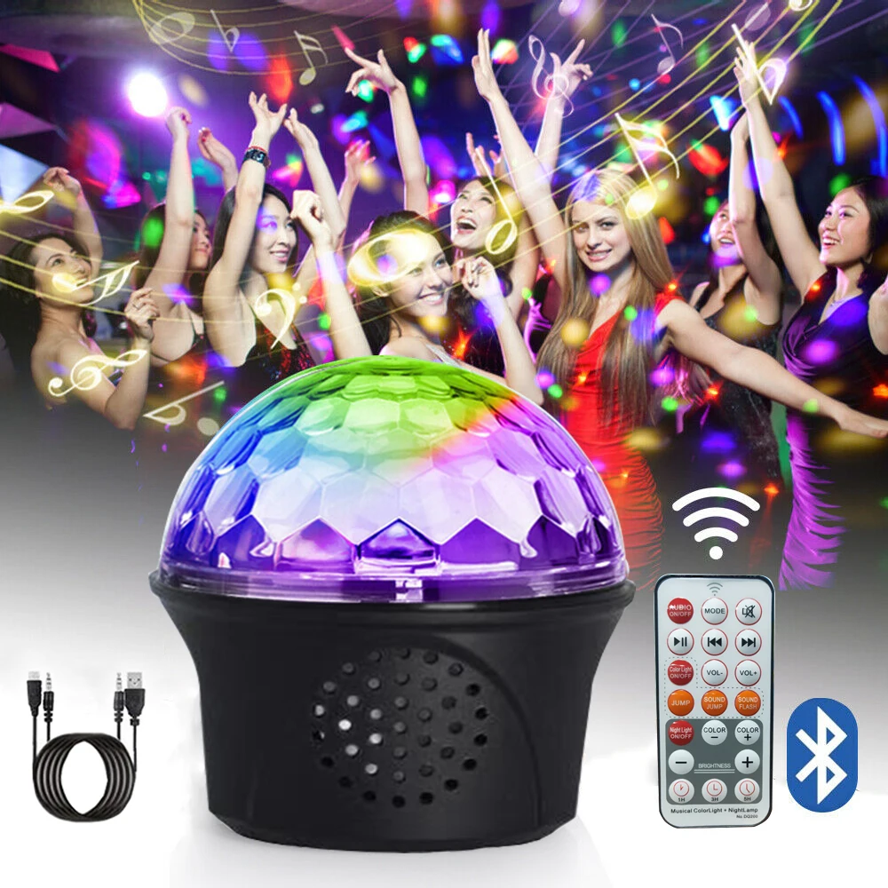 Светодиодный диско шар с Bluetooth 9 цветов RGB три в одном лазерное праздничное