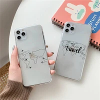 airplane world map line phone case transparent for clear iphone case 11 12 mini pro xs max 8 7 6 6s plus x 5s se 2020 xr