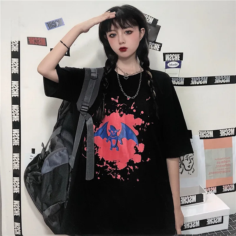 

Summer new style Japanese Harajuku cartoon print loose short-sleeved t-shirt