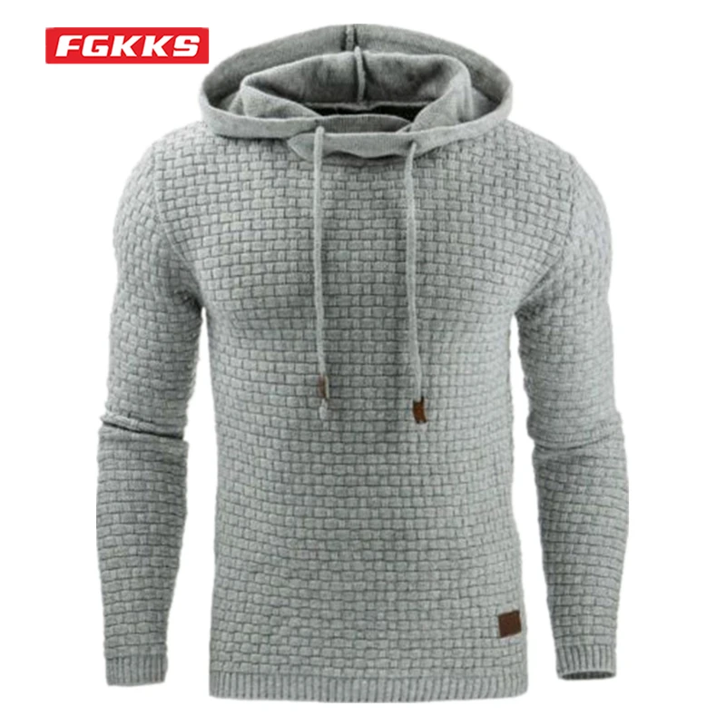 

FGKKS New Men Plaid Hoodies Solid Color Hooded Sweatshirt Tracksuit Casual Sportswear American Style Trendy Brand Hoodies Male