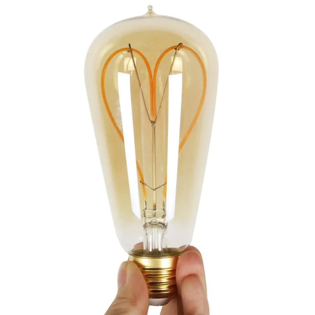 2020 NEW ST64 110V/220V LED Edison light Bulb Dimmable Heart Shape Soft Light Filament Antique Style Vintage | Лампы и освещение