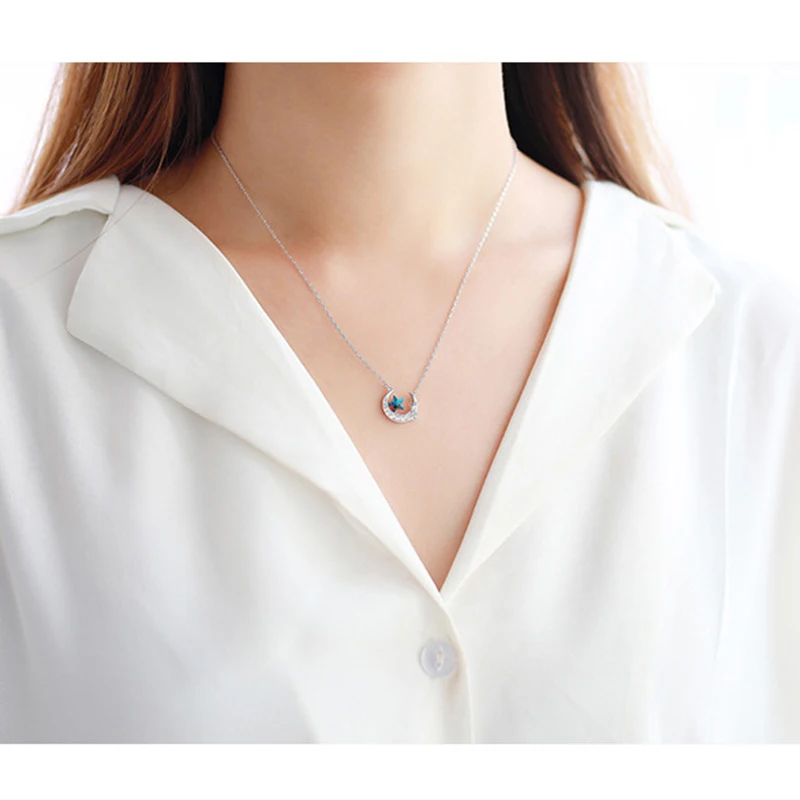 Женское ювелирное изделие Луна из серебра 925 пробы с искусственным