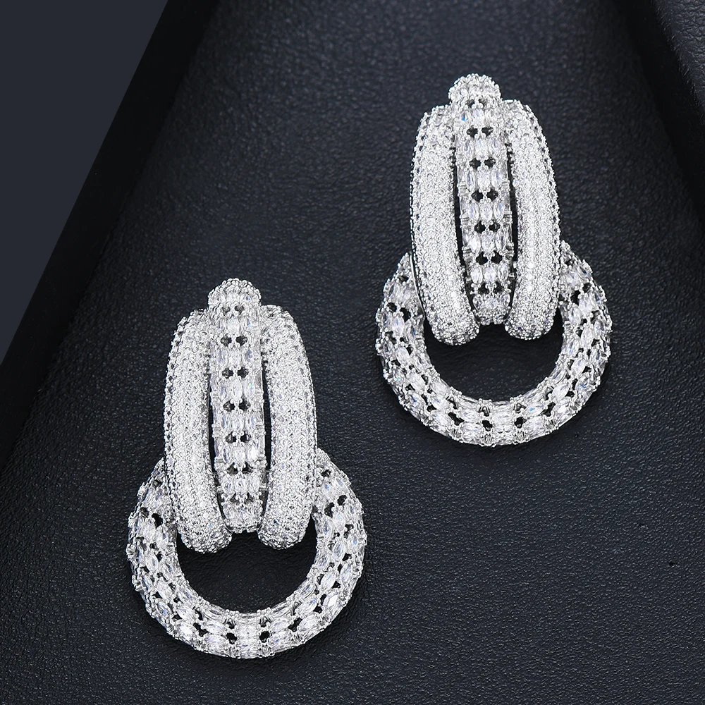 

Luxury Rugby Ball Big Drop Earrings Charms Long Chain Pendant Necklace for Women Engagement Party Jewelry Sets