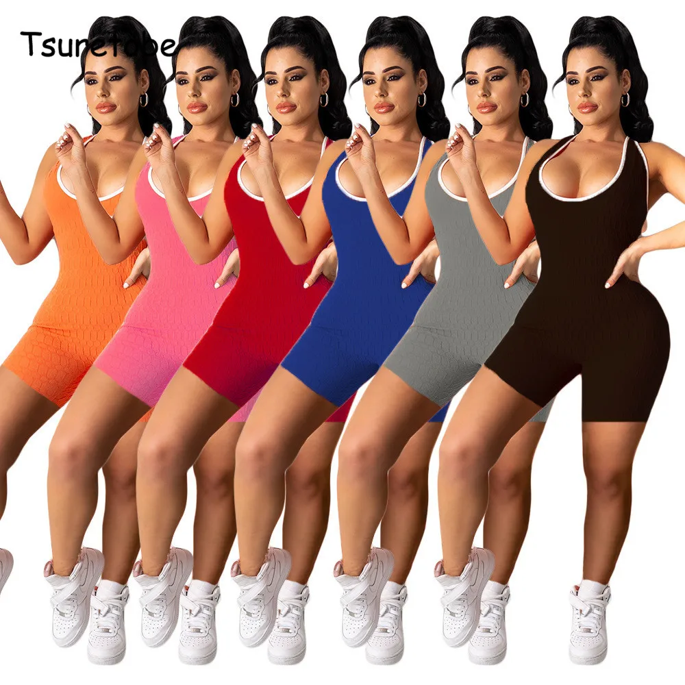 

Сексуальный женский комбинезон Tsuretobe на бретелях-спагетти, комбинезон без рукавов с открытой спиной, женский комбинезон, шорты, Цельный Нар...