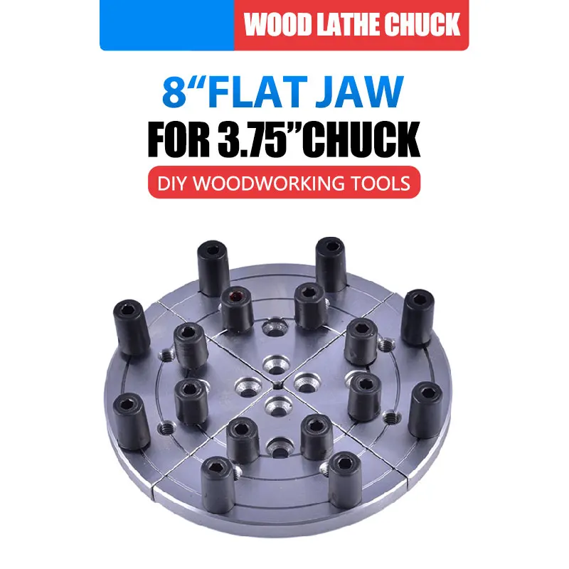 

8 дюймов Щековая патроны токарные, 185 мм плоские челюсти, 4 Челюсти Токарный станок по дереву патрон, мини-токарный станок с ЧПУ деревообрабат...