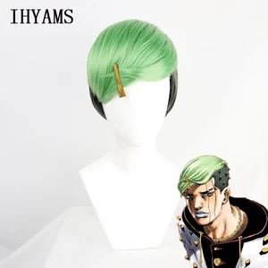 Парики Джоджо из коротких синтетических волос, зеленые, черные, для косплея, карнавала, вечевечерние на Хэллоуин, ролевых игр