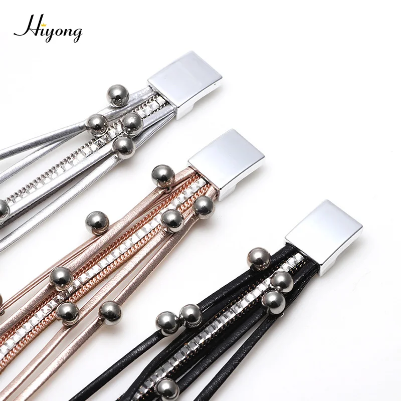 Модный богемный Многослойный кожаный браслет ручной работы металлические