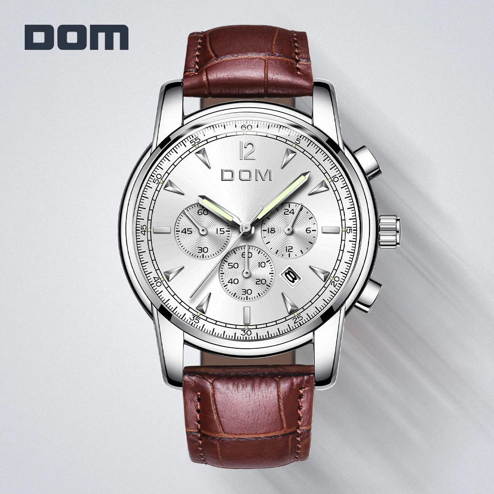 Часы DOM Для мужчин Элитный бренд хронограф спортивные часы Водонепроницаемый на