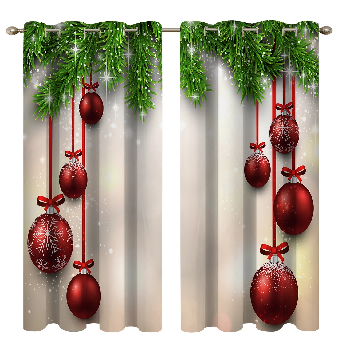

Рождественские шары, плотные тканевые занавески, в скандинавском стиле, затемняющие шторы для спальни и гостиной, 2 шт./компл.
