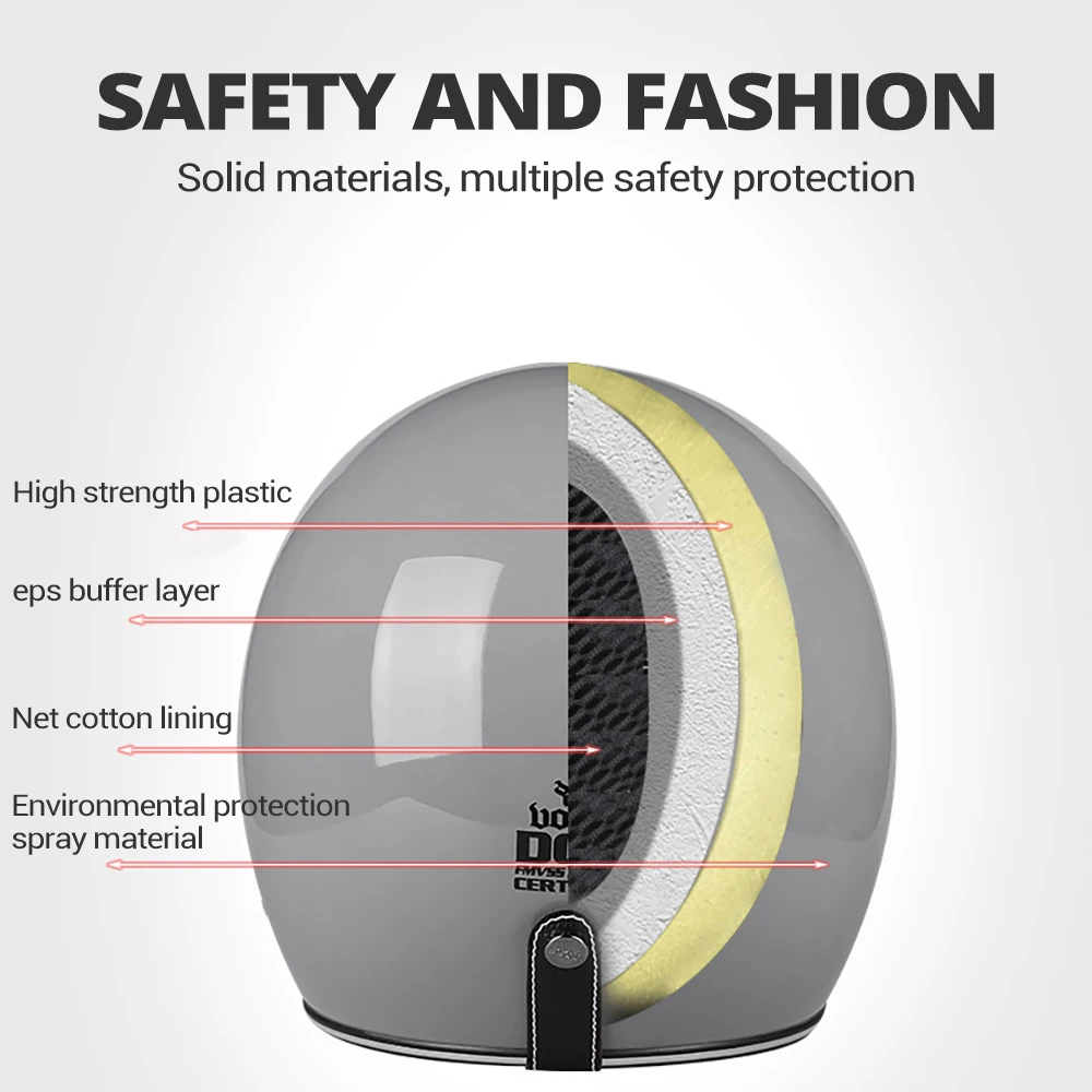 Мотоциклетный шлем VOSS в стиле ретро с открытым лицом 3/4|Шлемы| |