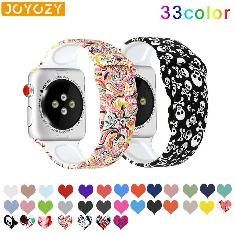 Joyozy с разноцветным рисунком; спортивный для наручных часов Apple Watch, ремешок 38 мм/40 мм/42 мм/44 мм сплошной цвет силиконовые для наручных часов Apple watch 5/4/3/2/1 ремешок