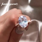PANSYSEN 100% 925 стерлингового серебра огранка Радиант 9x13 мм создан синтетический бриллиант кольца для женщин оптовая продажа свадебные ювелирные украшения