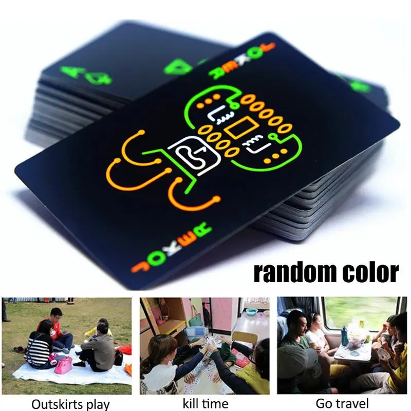 

Black Luminous Fluorescent Poker Cards Playing Card Glow In The Dark Bar&Party&KTV Night Luminous Collection Special Poker