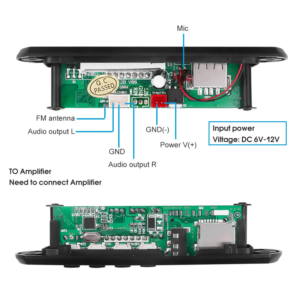 Автомобильный MP3 декодер Kebidu плата аудио USB TF FM радио модуль беспроводной Bluetooth 6 в