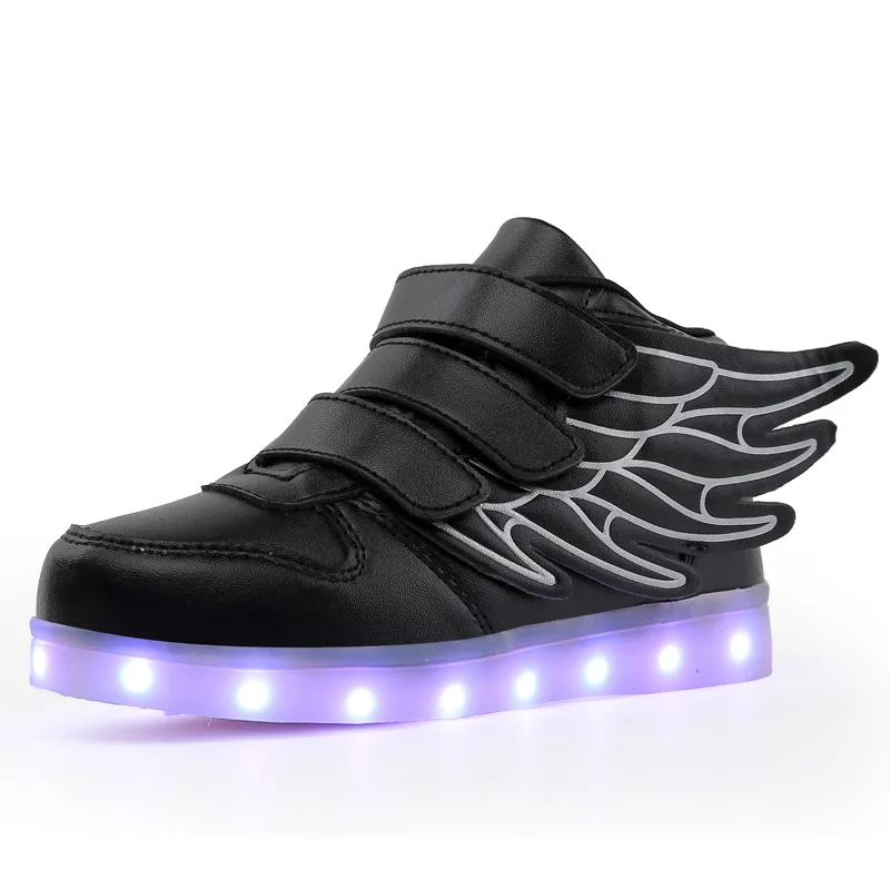 2018 Black Red USB Charging Led Children Shoes With Light Up Kids Casual Boys&ampGirls Luminous Sneakers Glowing Shoe Hook&ampLoop | Детская