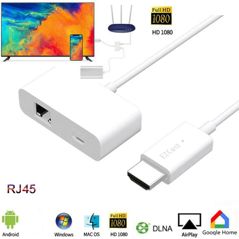 EZCast RJ45 сетевой провод MagicEther Беспроводные Wi Fi дисплеи Dongles Airplay DLNA экран зеркальное