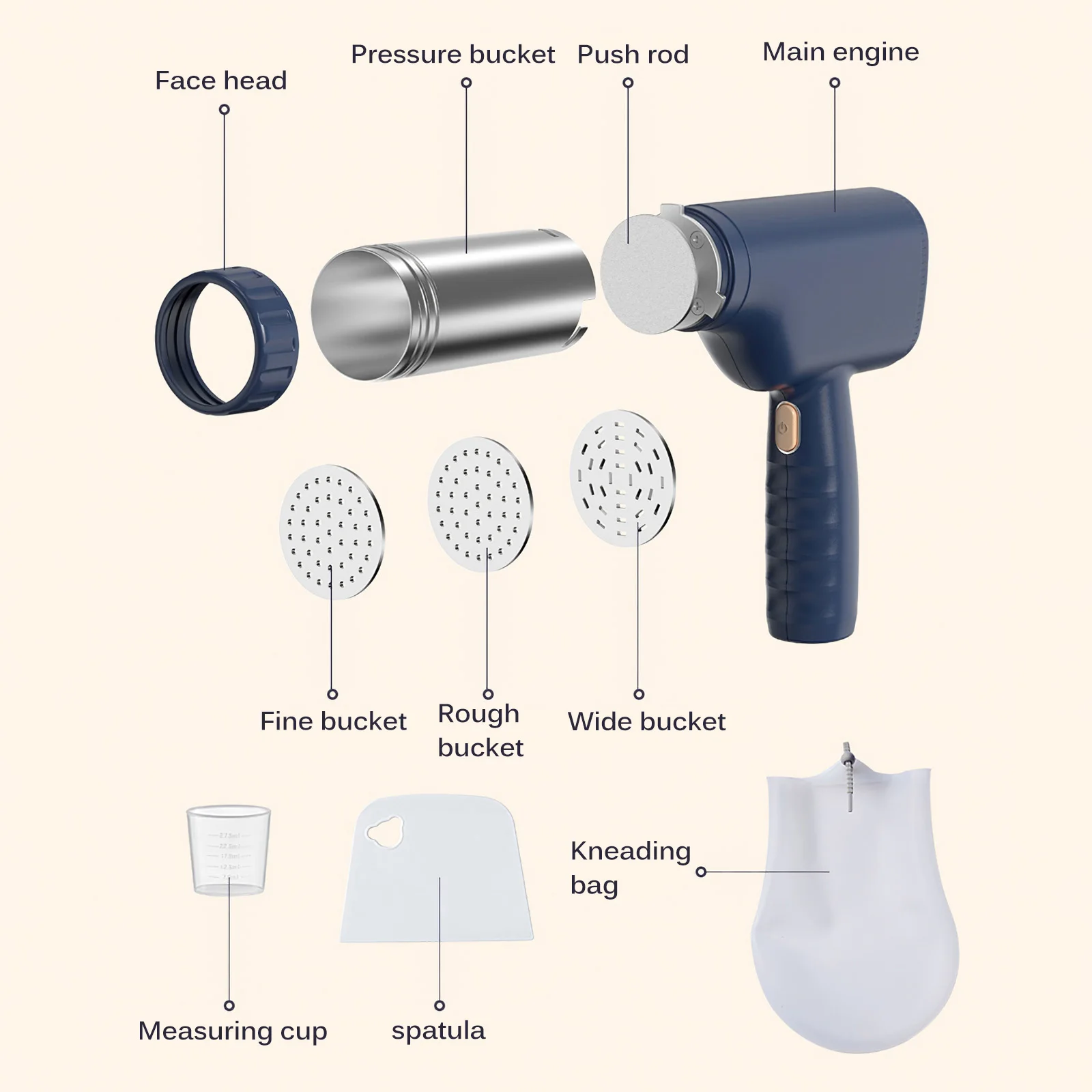 Перезаряжаемая машинка для лапши с батареей большой емкости 1500 мАч. 3 модели лапши. Пистолет для приготовления пасты. Маленькая и легкая машина.