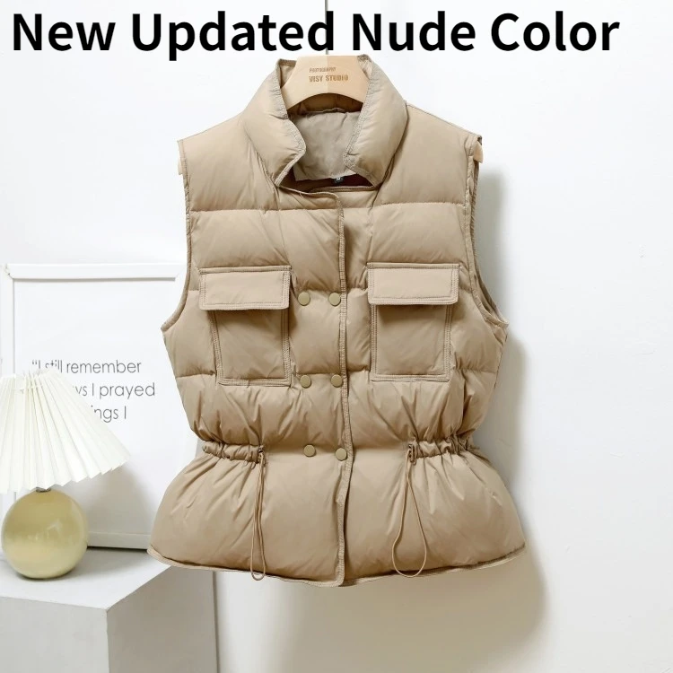 

Ultra Light Down Vest Women Short Bodywarmer Vest Windproof Lightweight Coat Female White Duck Down jacket Sleeveless Outwear