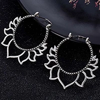 Antique Silver Индийские племенные латунные серьги, висячие серьги в форме цветка, украшенные вихрем «цыганские» серьги для женщин, богемные Винтажные серьги EAR00C000B03B - Окраска металла: Antique Silver