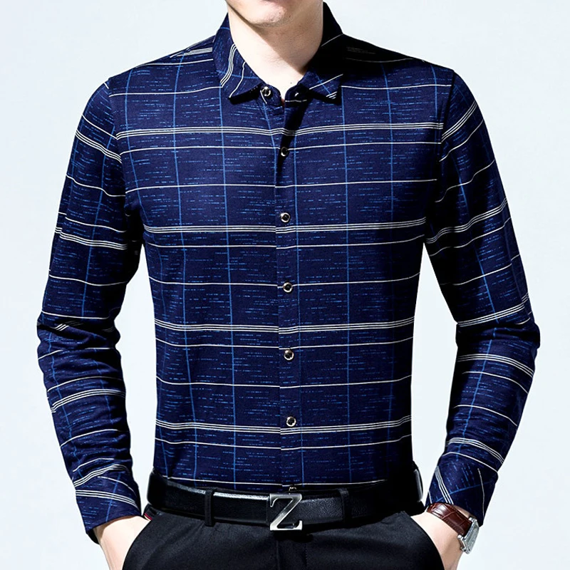 2021 Мужская модная брендовая Повседневная Деловая приталенная рубашка Camisa