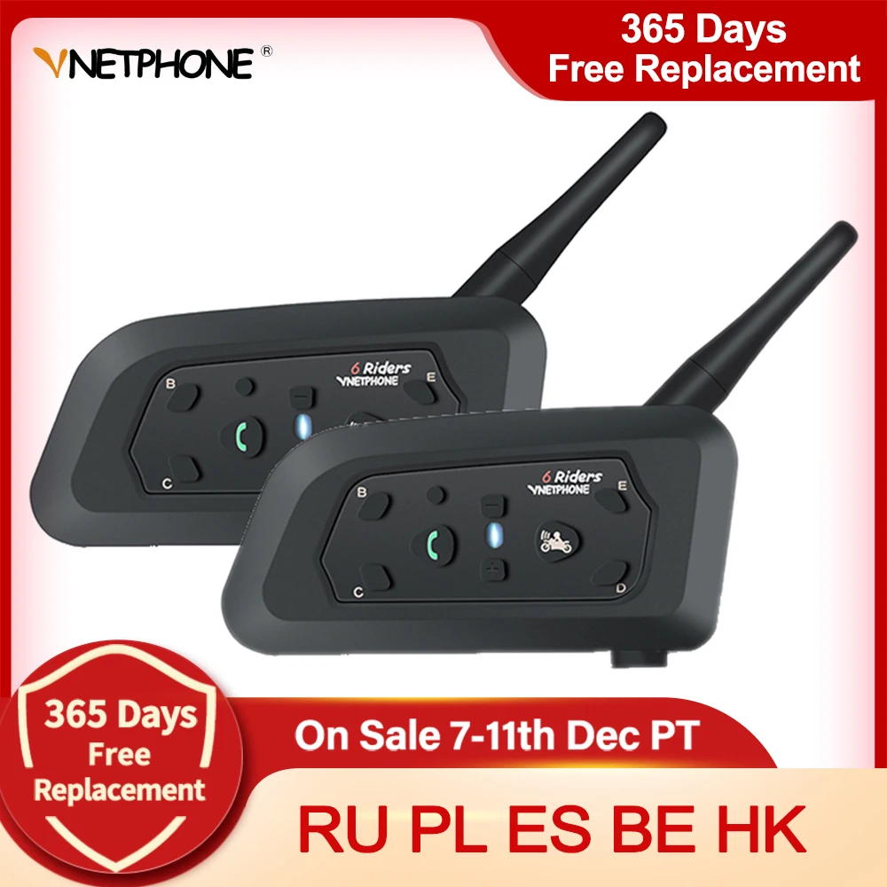 Bluetooth-гарнитура VNETPHONE для мотоциклетного шлема 1200 м 2 шт. | Автомобили и мотоциклы
