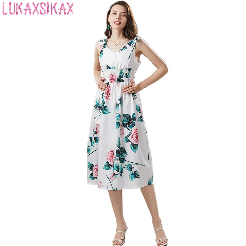 Новое поступление 2020 женское летнее платье высокое качество Сицилия роза