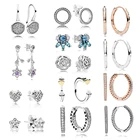 Серьги-подвески из серебра пробы в форме сердца