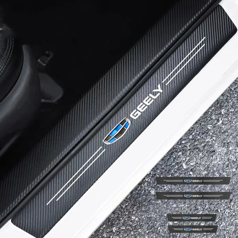 Протектор порога из углеродного волокна 4 шт. кожаные виниловые наклейки для geely