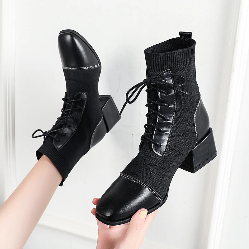 

Женские полуботинки Martin на толстом каблуке, сезон весна-осень 2022, сапоги-носки, сапоги-Челси женские, Размеры 35-42