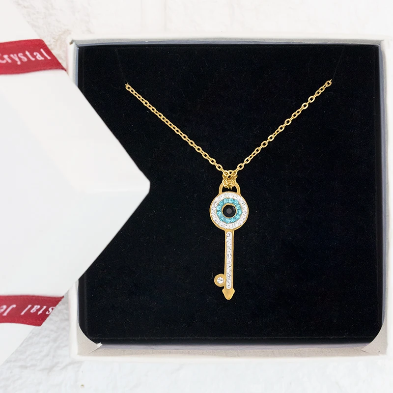 Ожерелье с подвеской глаз дьявола колье из нержавеющей стали и золота