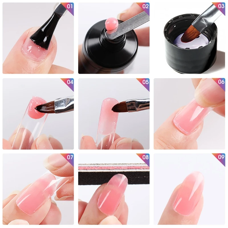 

3pcs Builder UV Gel Quick Building Temperature Shiny Nail Art Tips Finger 30ml M76F