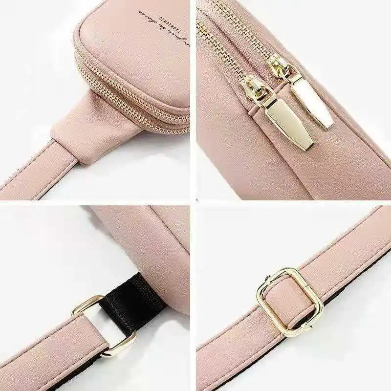 Women Leather Pink Chest Pack Bag Hip Hop Banana Belt Bag Small Waist Bag Female Shoulder Bag Blue Handbag Purse Straddle Pocket
